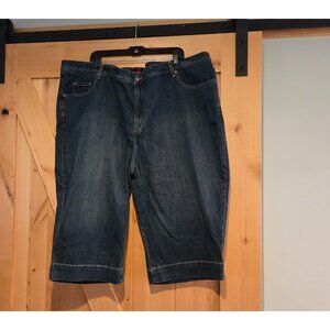 LIZ & ME SIGNATURE Sz 30W PLUS Blue Denim Capris Cropped Jeans 50x17 Y2K Stretch